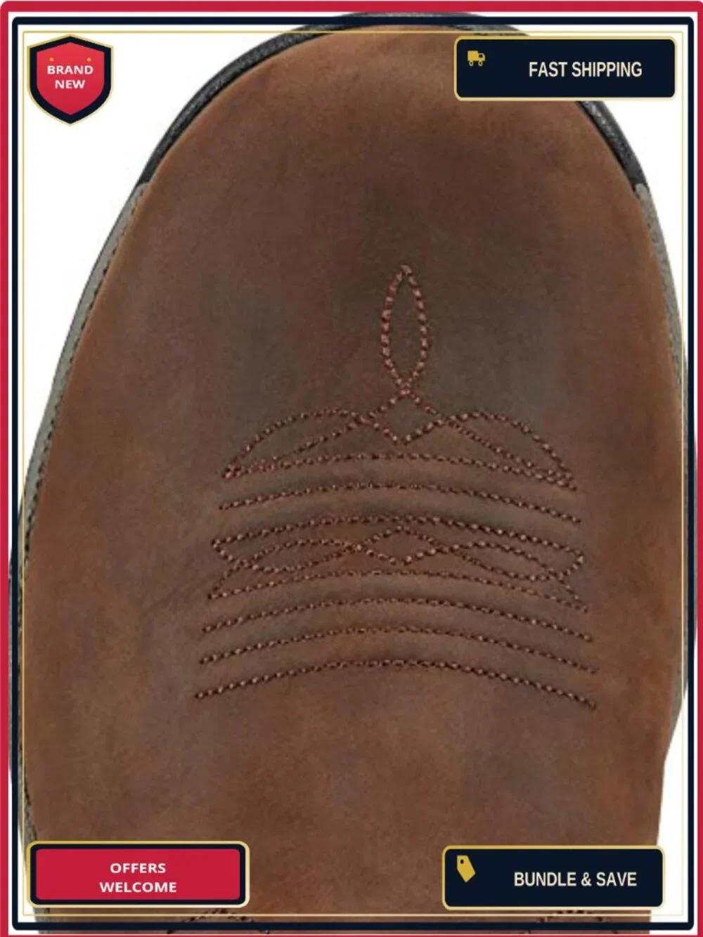 Women's Western Pull-On Boots Waterproof Leather Work Boots Mid-Calf